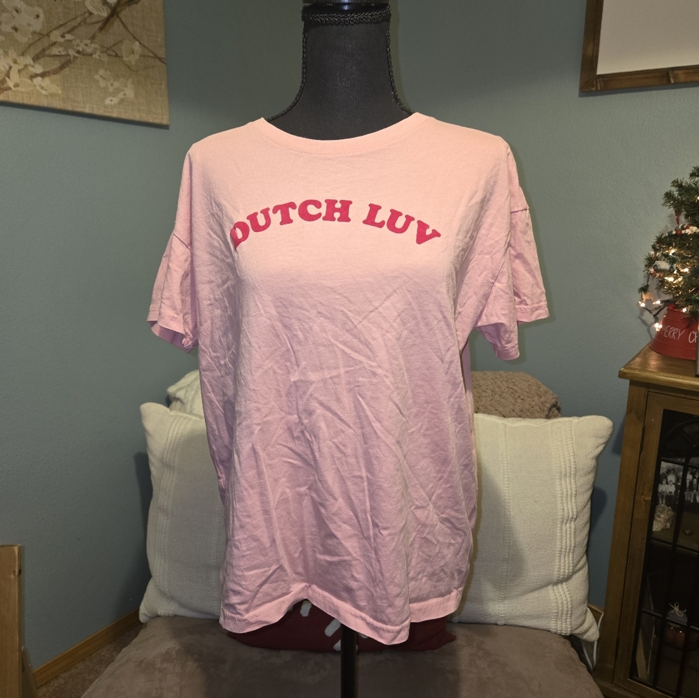 Dutch Bros Pink "Dutch Luv" Crewneck Tee